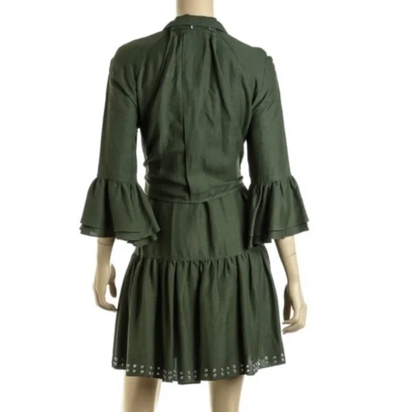 Derek Lam 10 Crosby Olive Green Grommet Hem Mini Dress sz 4 - Picture 4 of 14